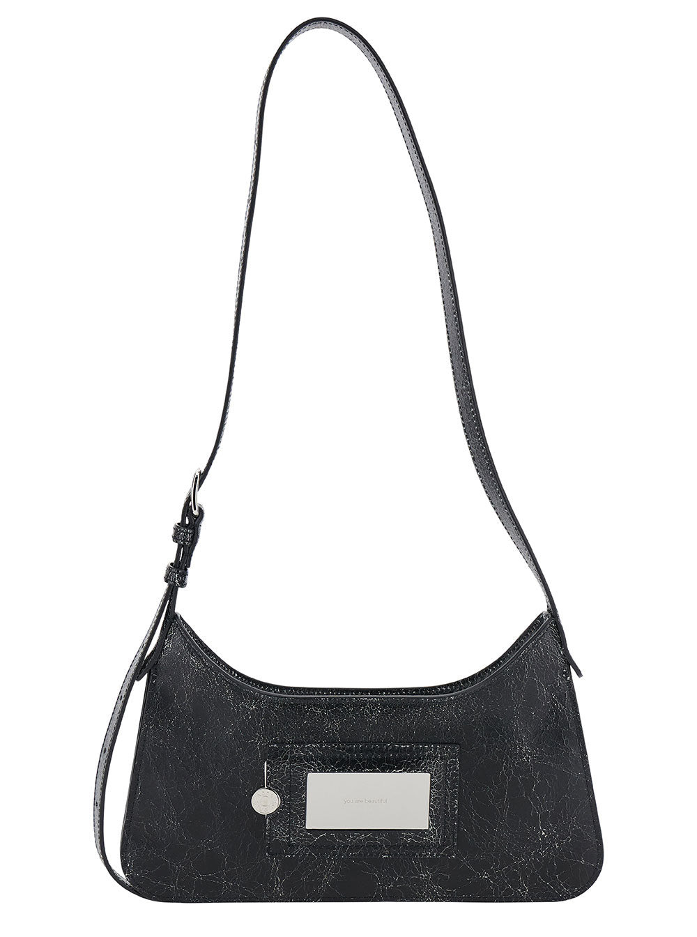 Acne Studios Women Black 'Platt' Shoulder Bag With 'You Are Beautiful' Detail In Leather Woman - 4
