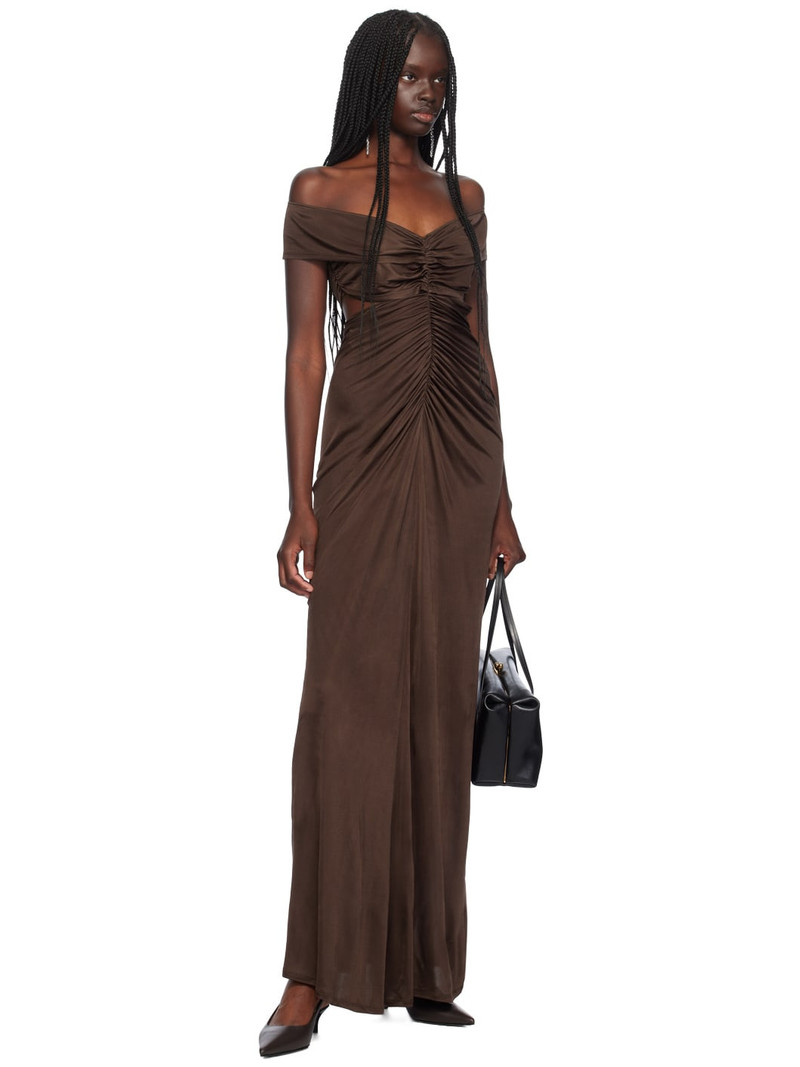 ATLEIN Brown Ruched Maxi Dress outlook