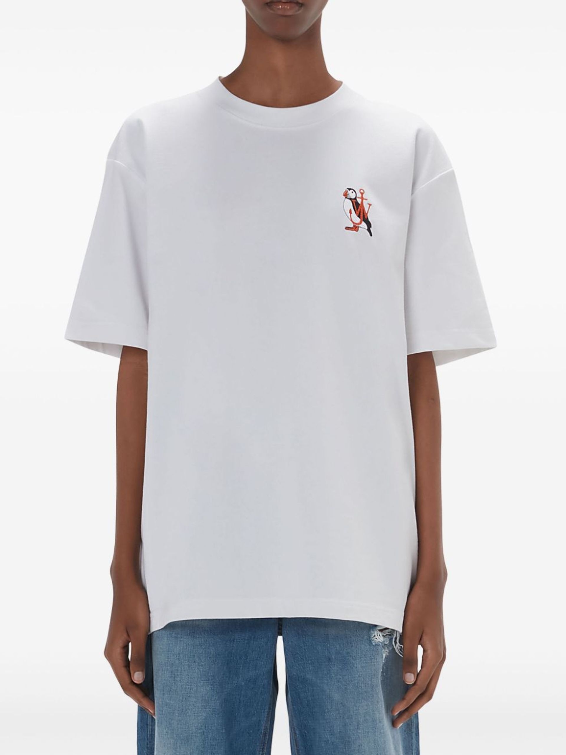 White Puffin-Embroidered Organic Cotton T-shirt - 3