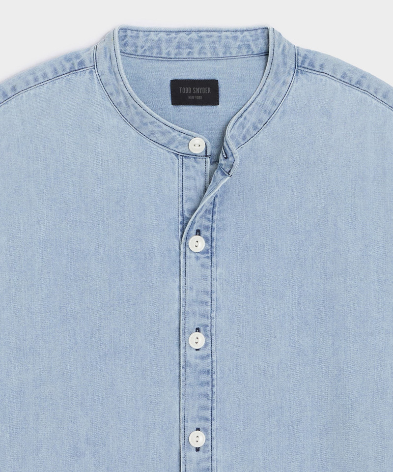 Denim Band Collar Shirt 6