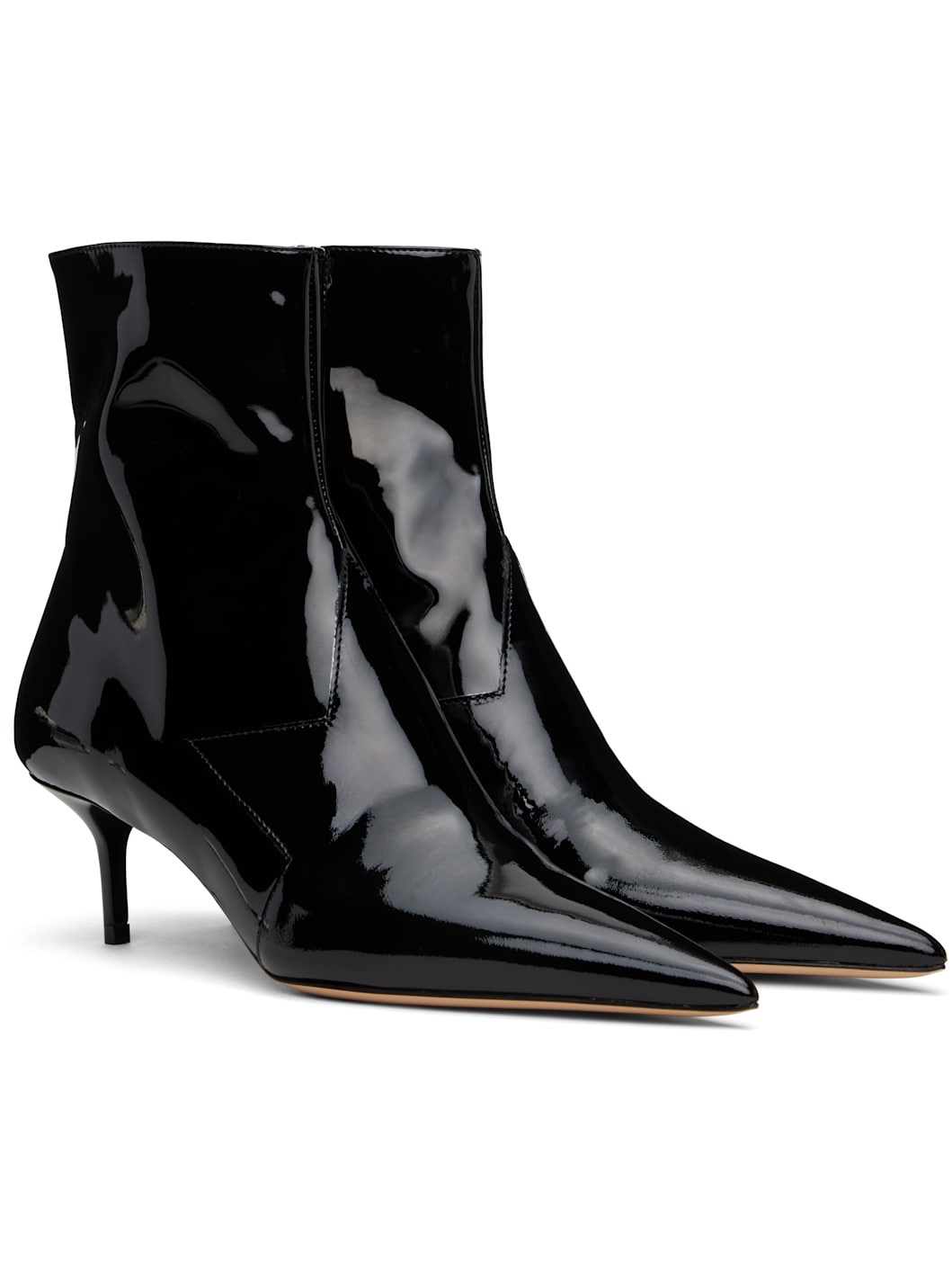 Black Patent Star Cut-Out Low Boots - 4