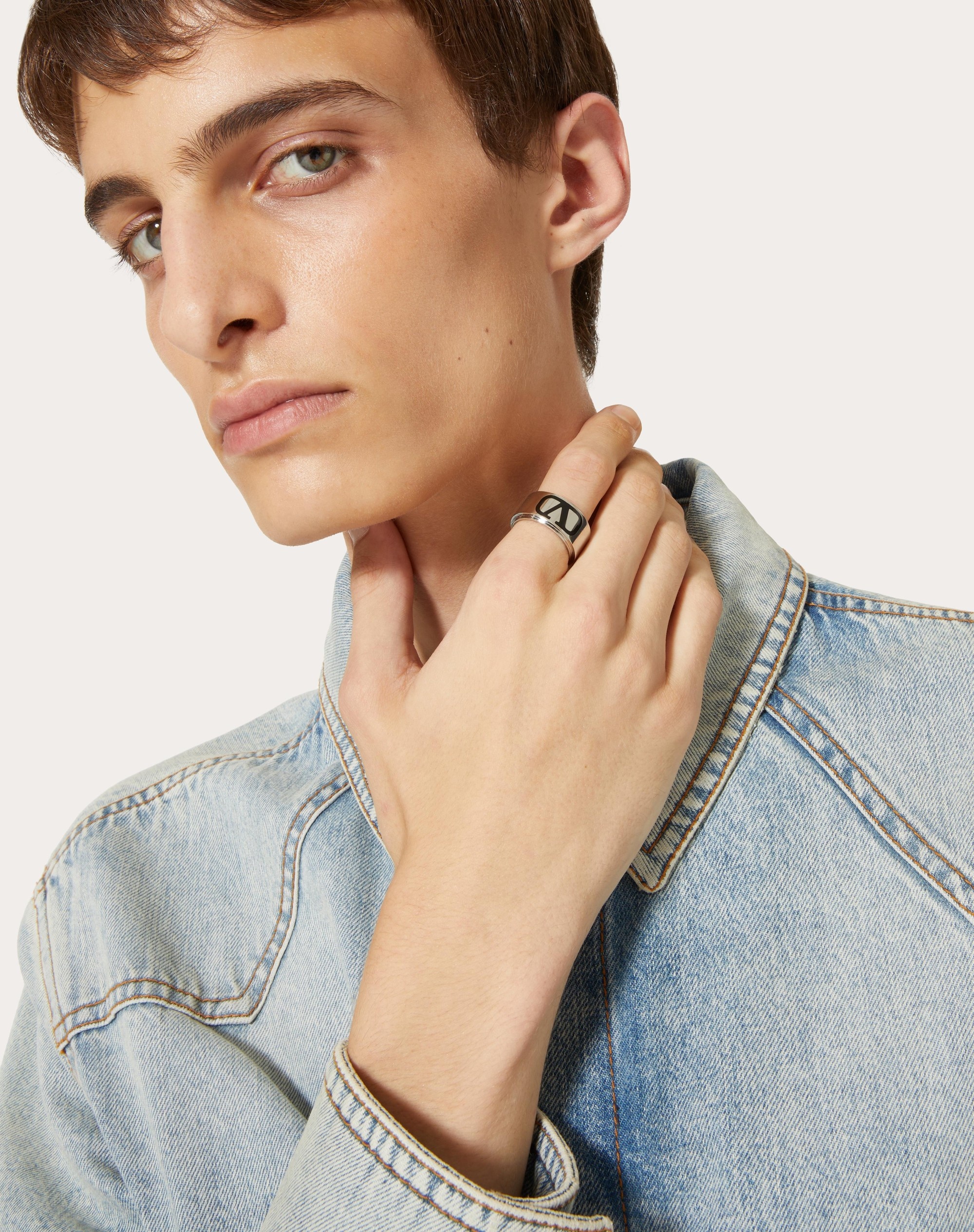 VLOGO SIGNATURE METAL AND ENAMEL RING - 5