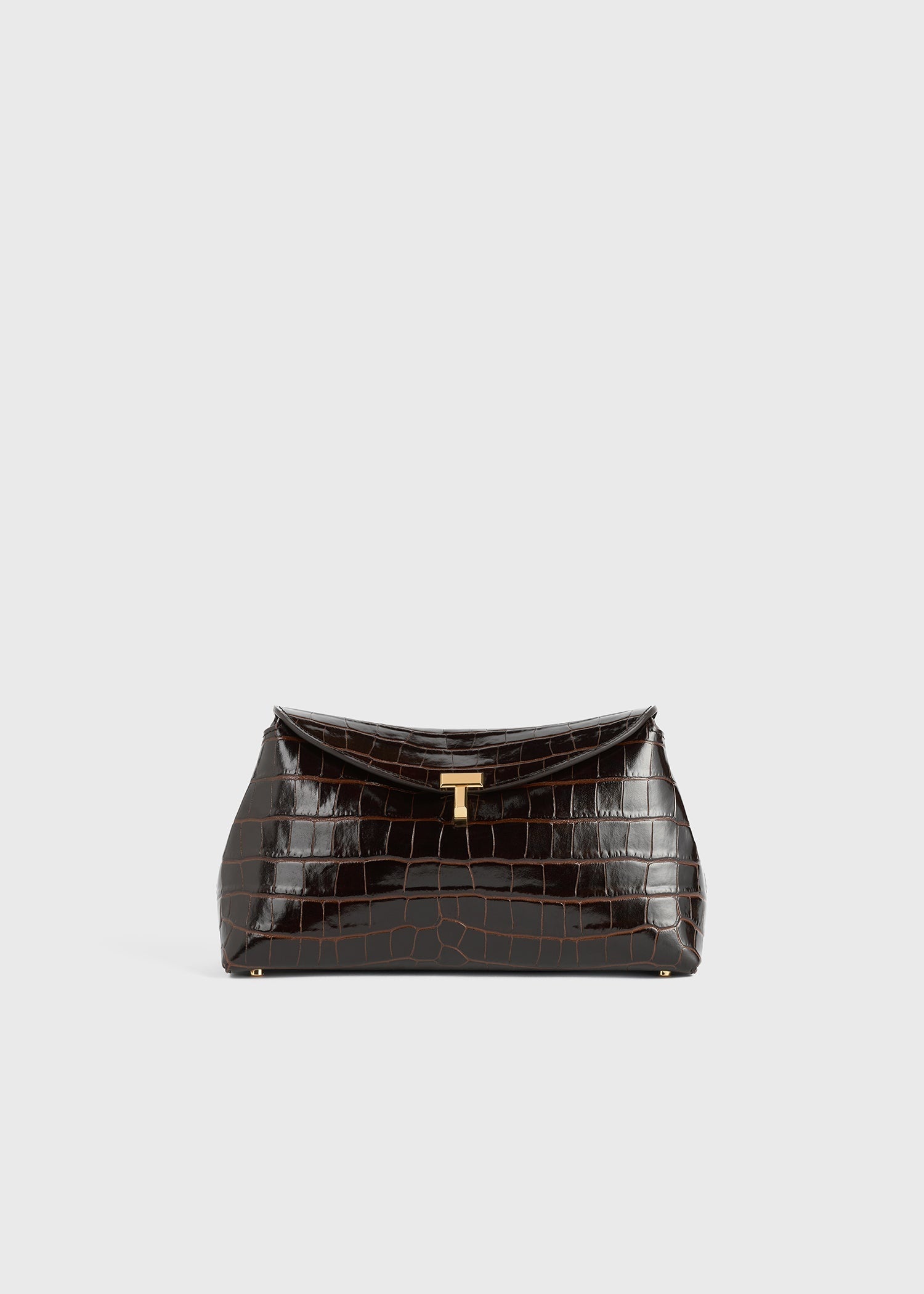 T-Lock clutch dark brown croco - 9