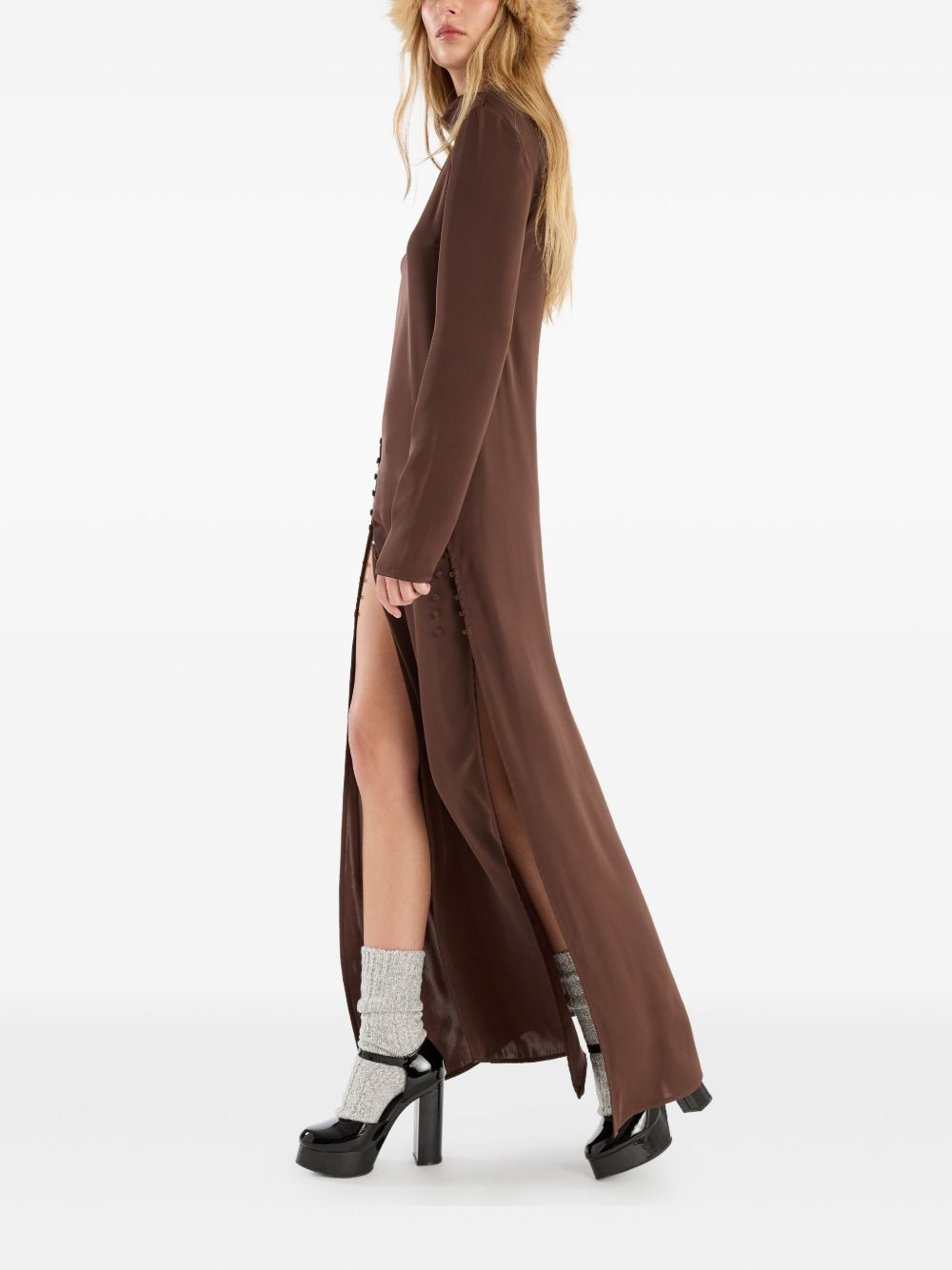 satin long-sleeve maxi dress - 3