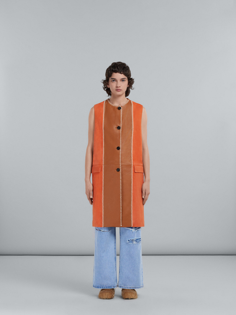 Marni LONG VEST IN ORANGE SUEDE outlook