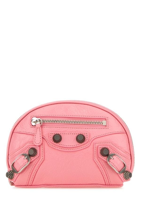 Pink leather Le Cagole XS beauty case - 1