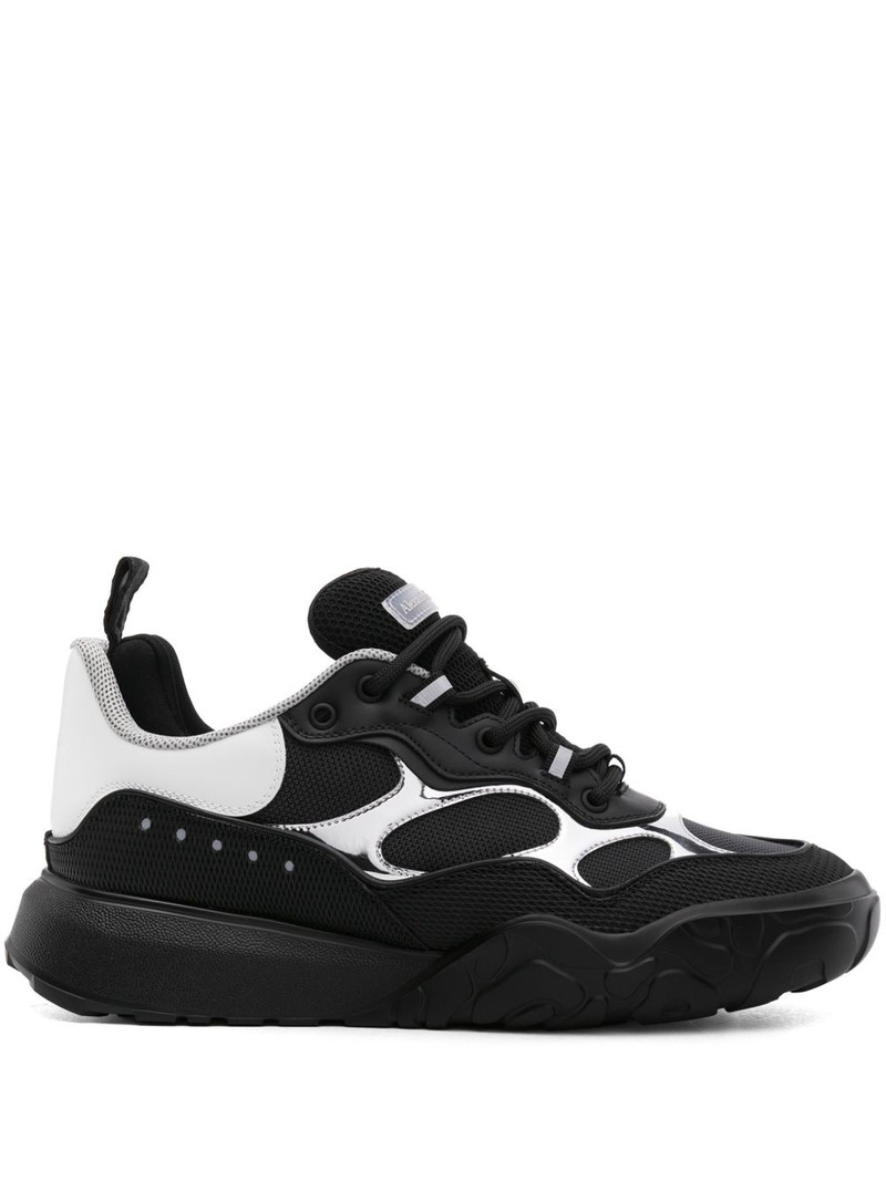 lace-up panelled sneakers 1