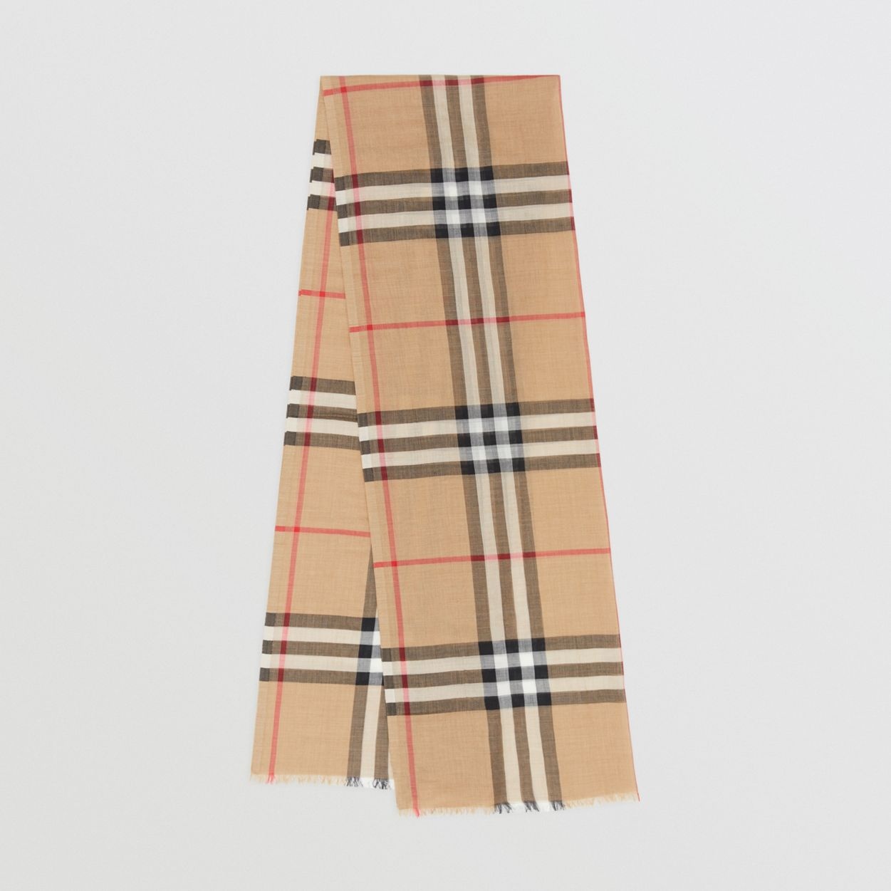 Lightweight Check Wool Silk Scarf - 1