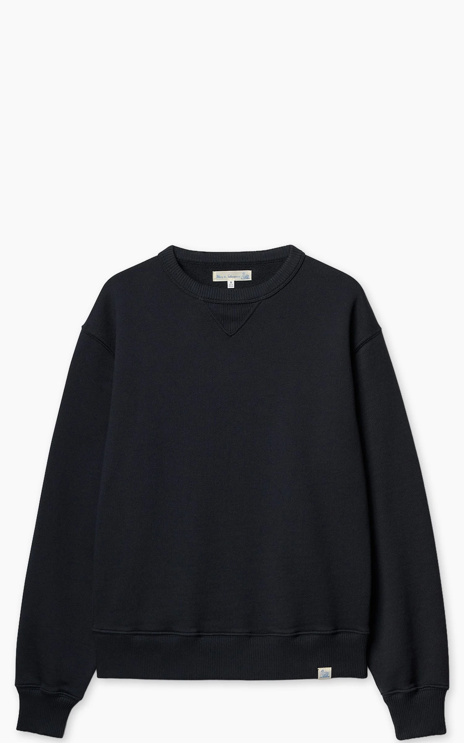 MERZ B. SCHWANEN CREW02 AUTHENTIC FLEECE CLASSIC FIT SWEATSHIRT DEEP BLACK - 1