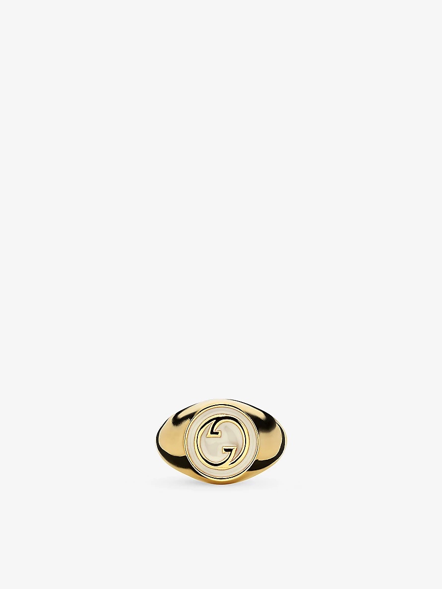 Blondie interlocking-G enamelled gold-toned metal ring - 1