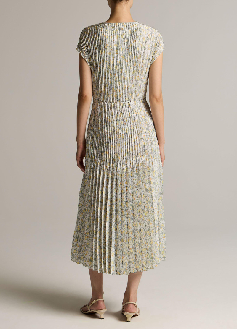 Vince Citrine Bloom Pleated Satin Dress outlook