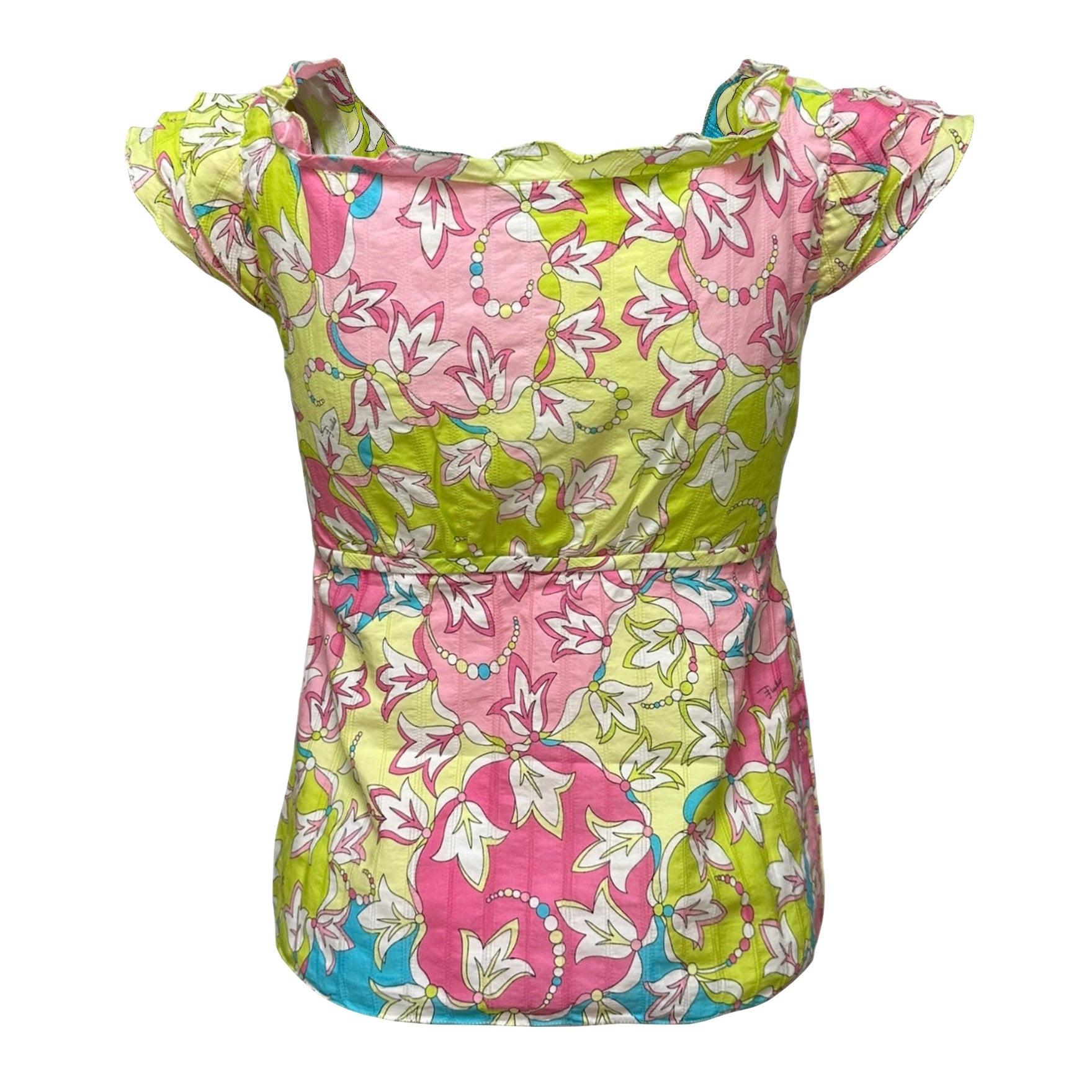 EMILIO PUCCI Floral Print Short Sleeve Top - 2