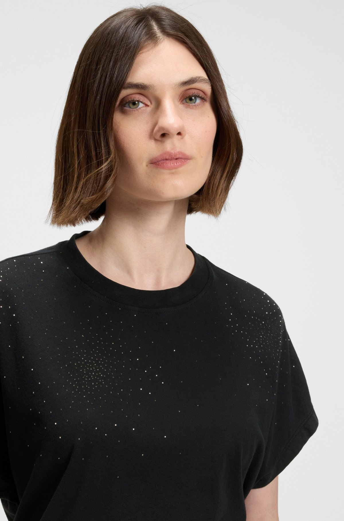 OVERSIZE-FIT COTTON T-SHIRT WITH CRYSTAL ARTWORK - 5