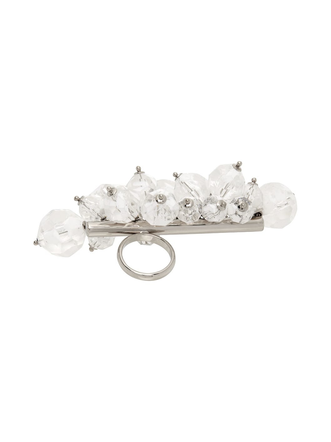 Silver Brushed Bead Ring - 4