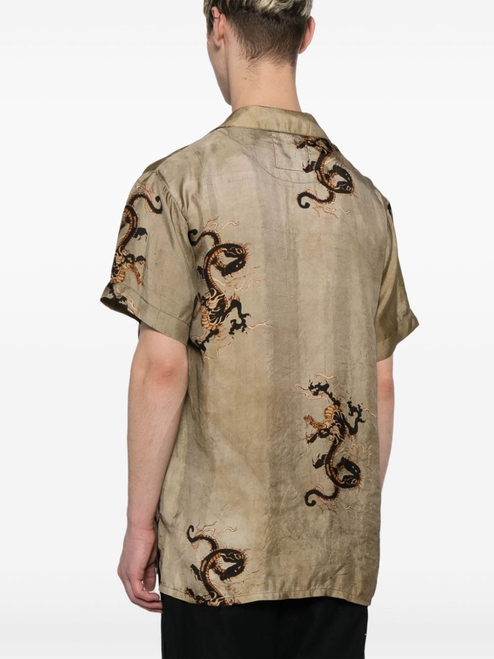 dragon-print satin shirt - 4