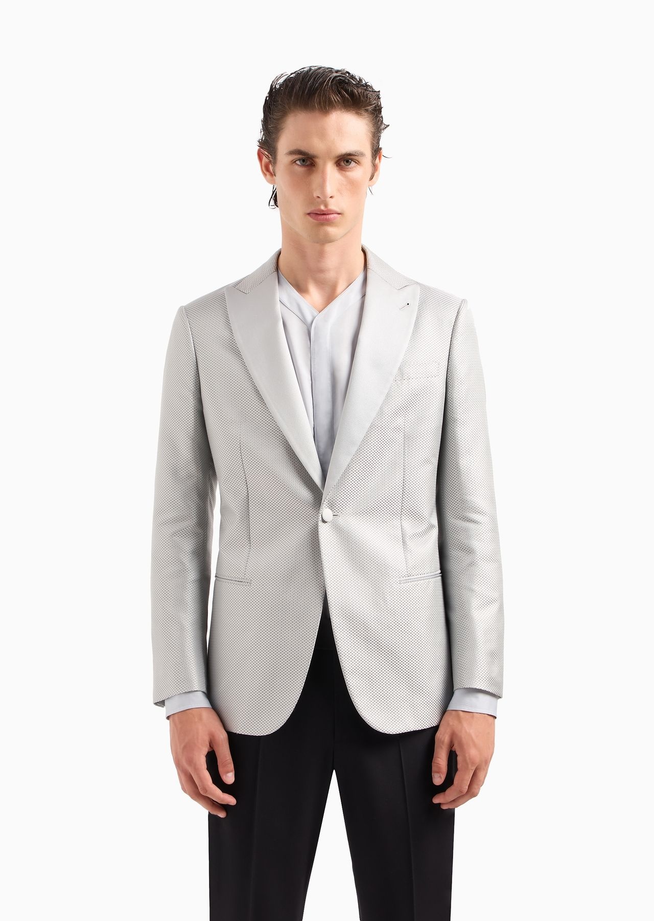 Soho line single-breasted tuxedo jacket in silk jacquard - 2