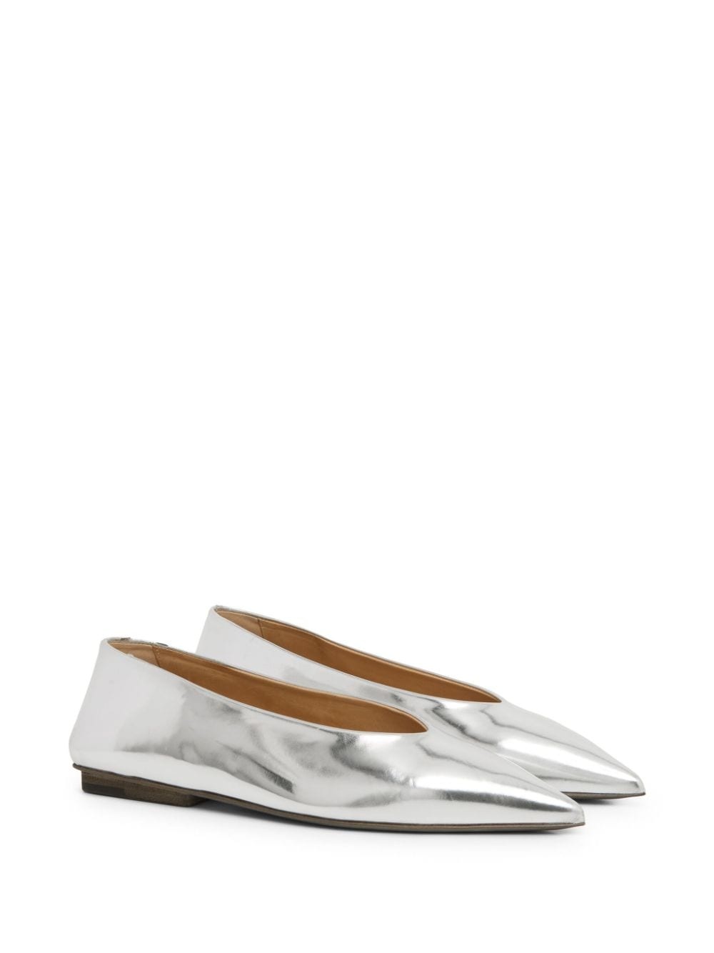patent leather silver ballerina shoes - 2