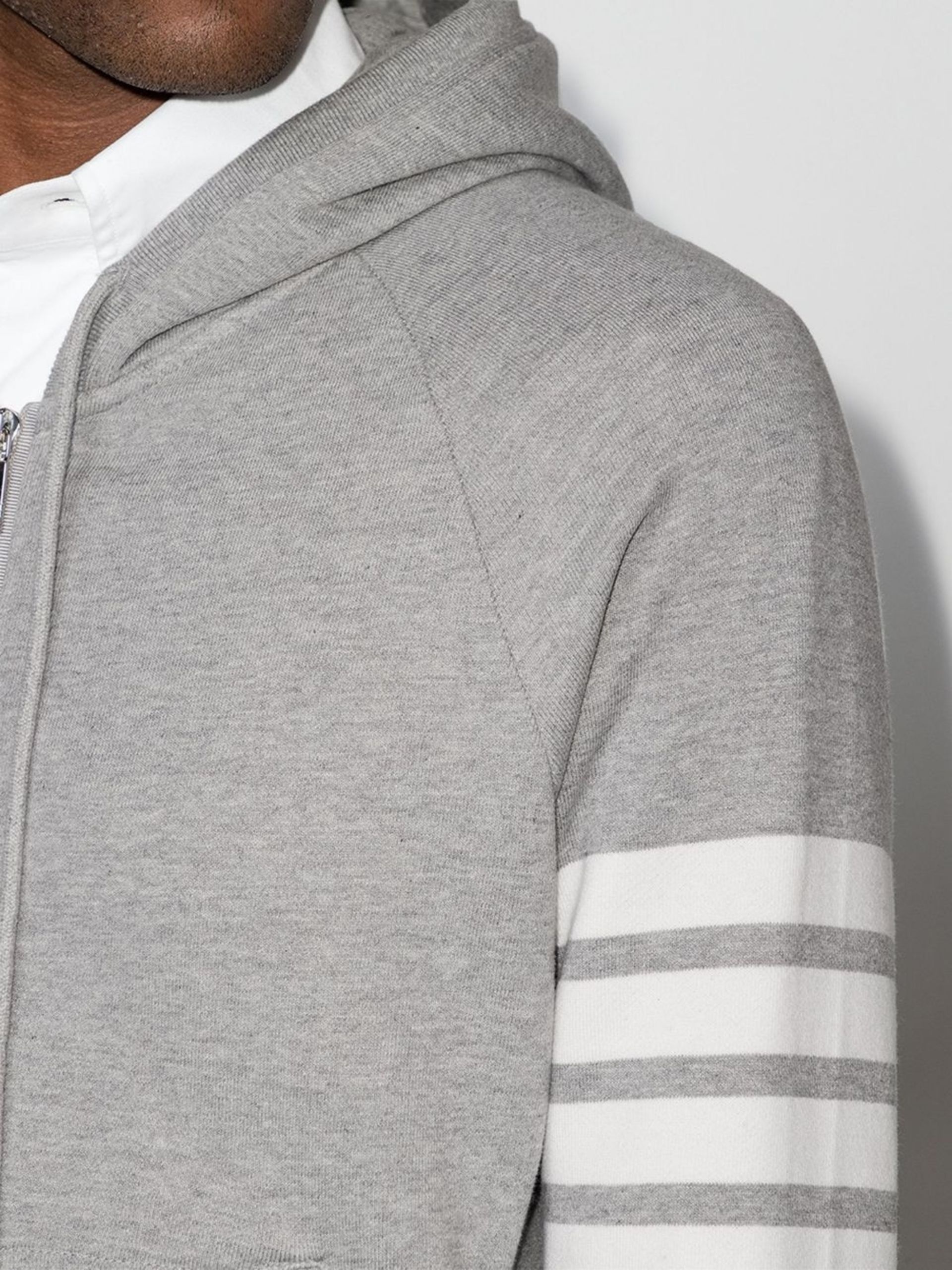 grey Classic 4-Bar Stripe cotton hoodie - 5
