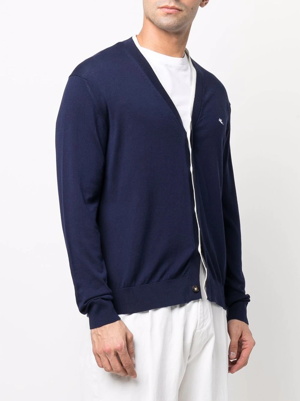 logo-embroidered V-neck cardigan - 3