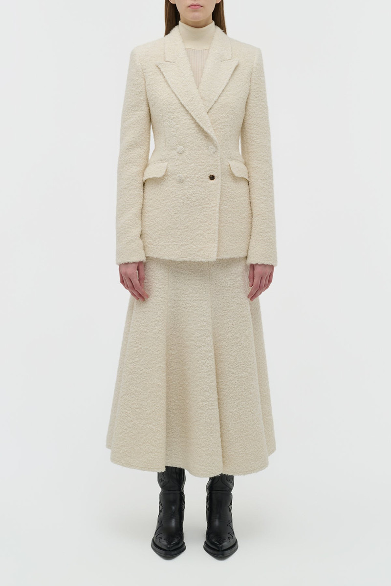GABRIELA HEARST Amy Midi Skirt in Ivory Recycled Cashmere Boucle outlook