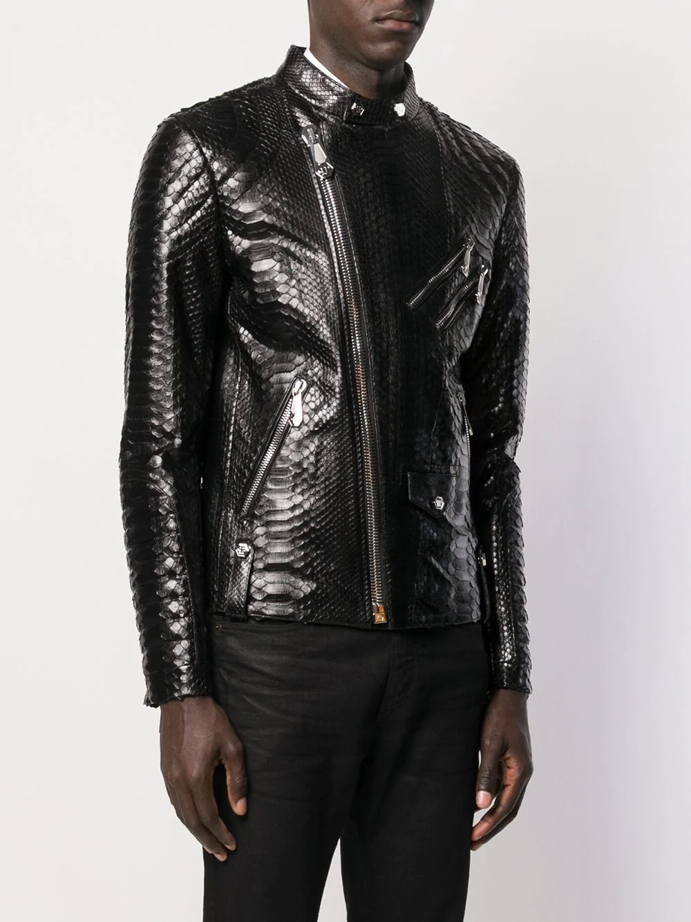 snake-effect biker jacket - 3