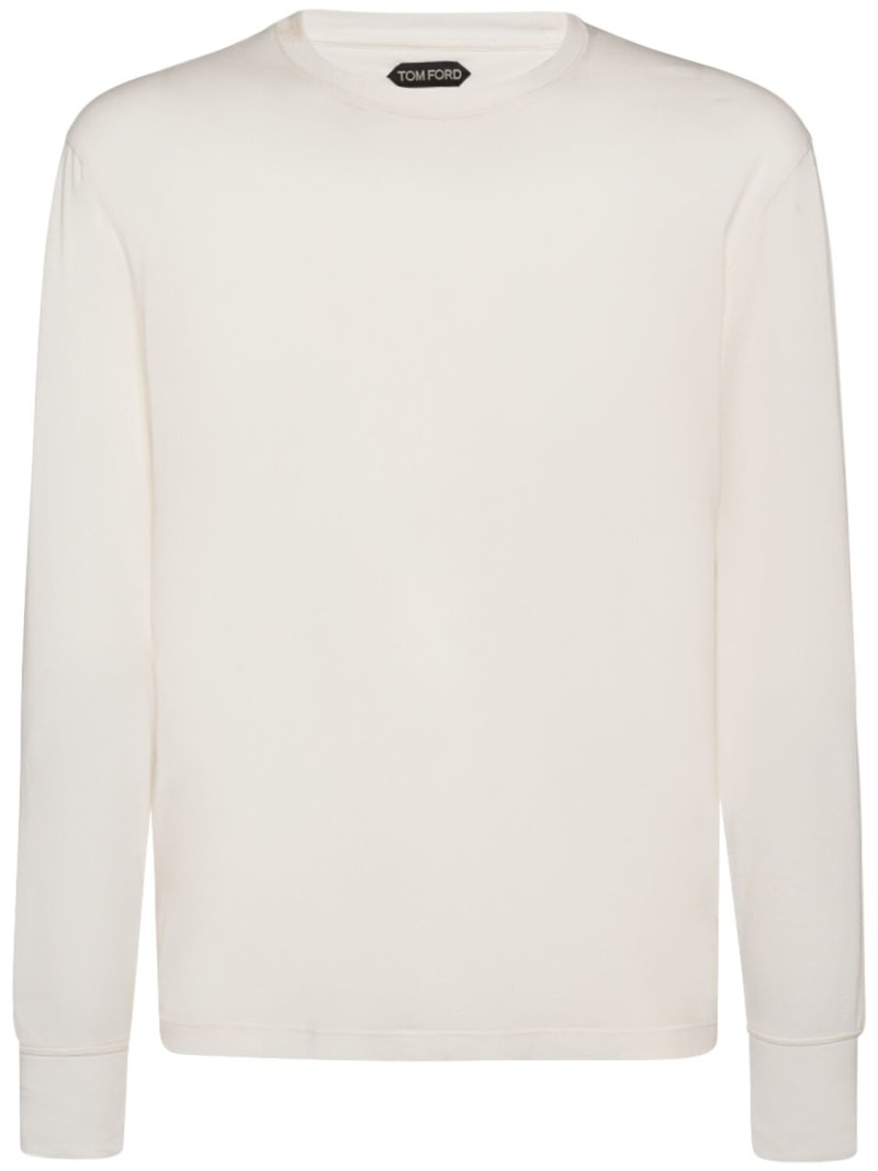 Lyocell & cotton crewneck t-shirt - 1