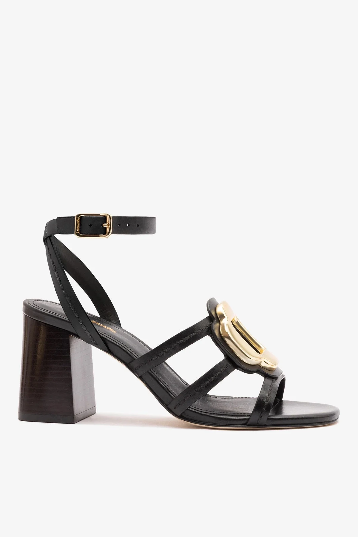 Margherita Block Sandal Black Leather - 1