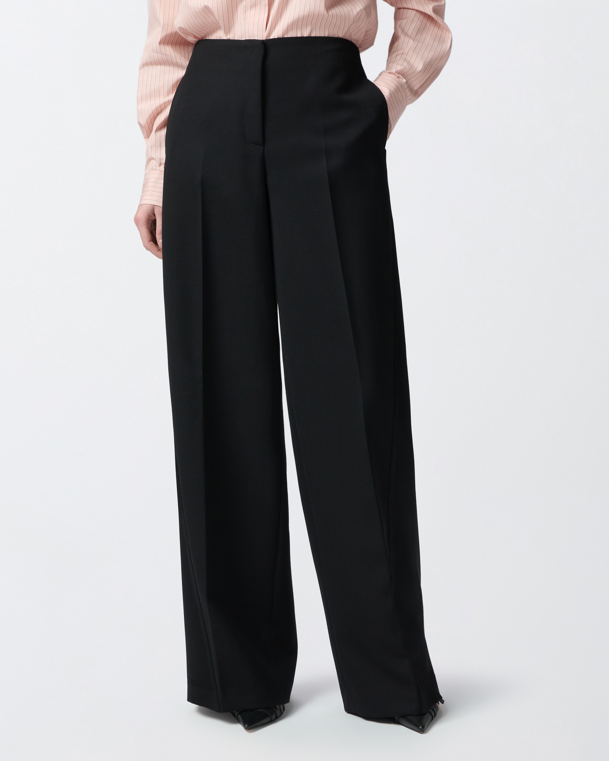 PALAZZO TROUSERS WITH SATIN INSERTS - 3