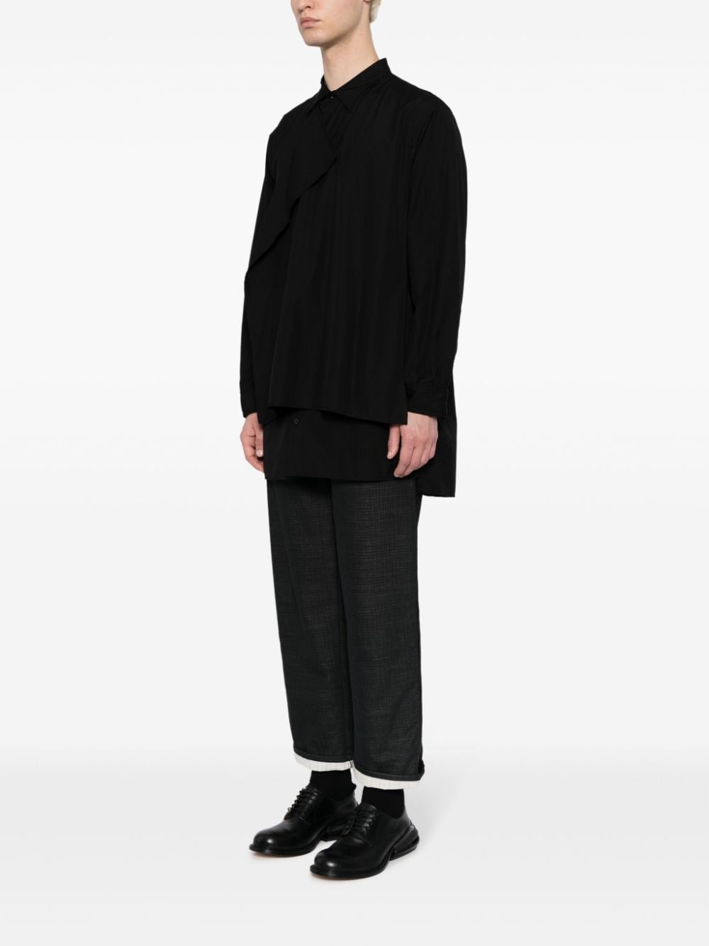 classic-collar layered shirt - 3