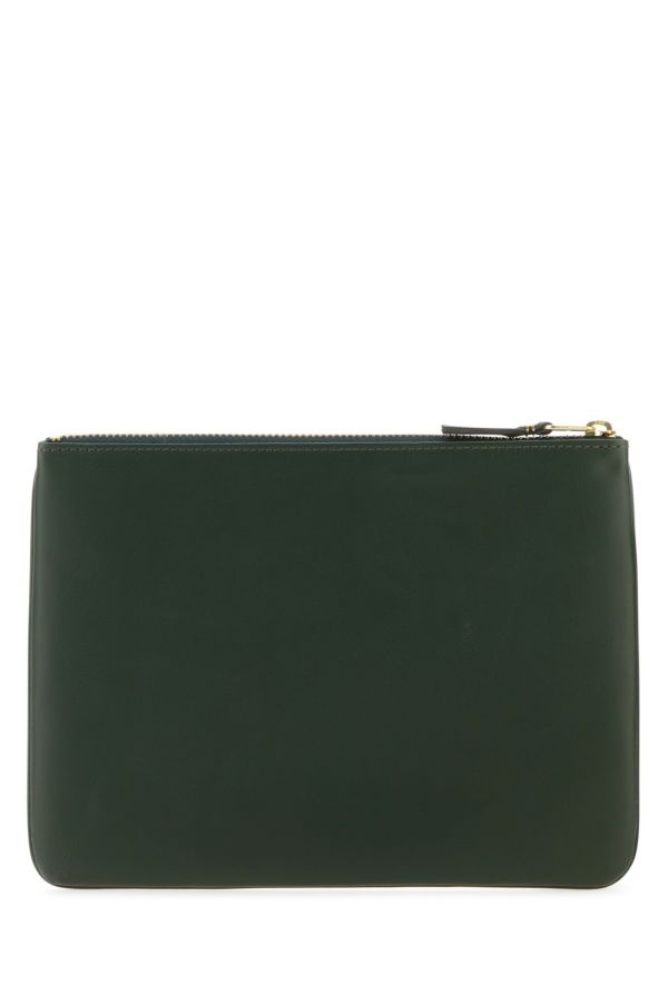 Bottle green leather pouch - 3