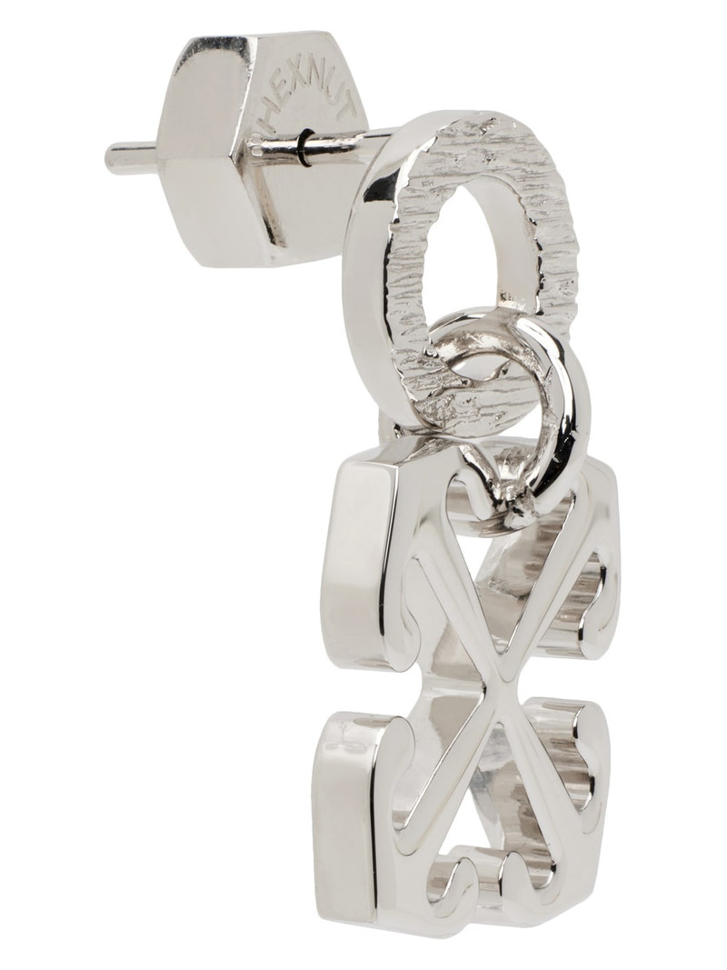 Off-White Silver Texture Circle Arrow Mono Single Earring outlook