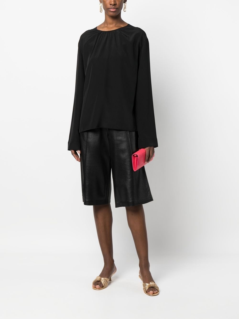 gathered-neck silk blouse - 2