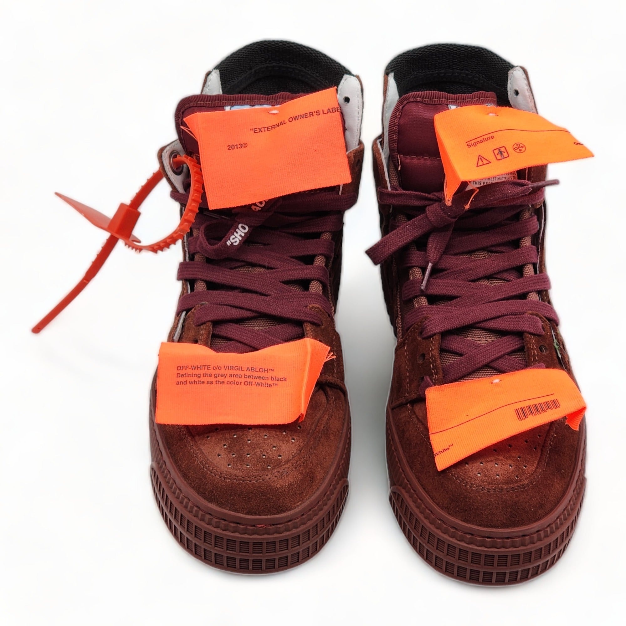 Off-White 3.0 Court Hi Top Women's Sneakers Burgundy - 3