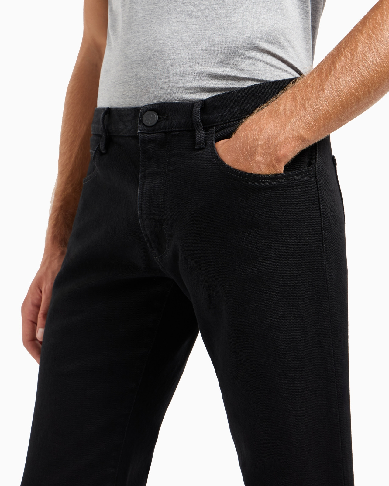 Five-pocket, regular-fit, stretch-cotton denim trousers - 5