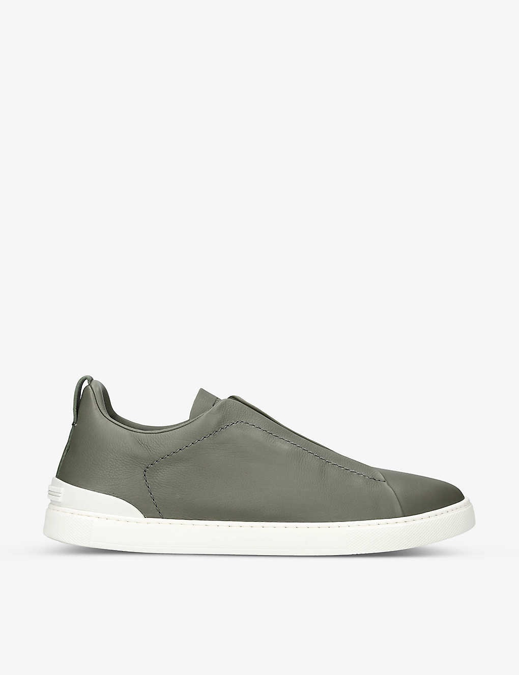 Triple Stitch brand-debossed leather low-top trainers - 1