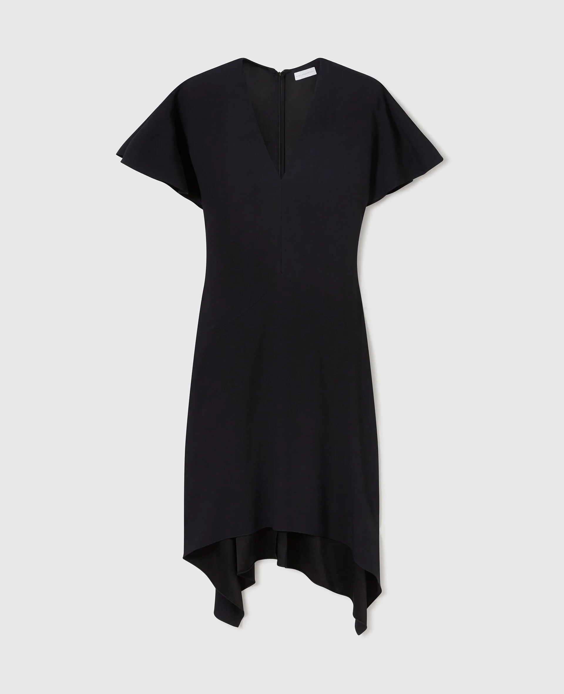 V-Neck Short-Sleeve Satin Midi Dress - 1