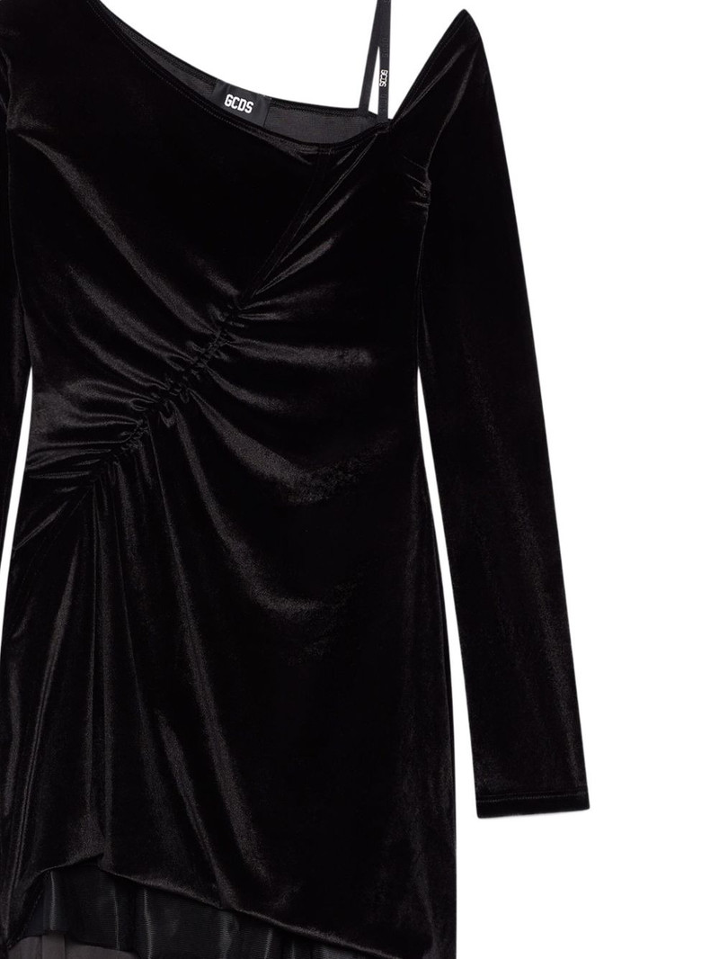 GCDS asymmetric ruched mini dress outlook