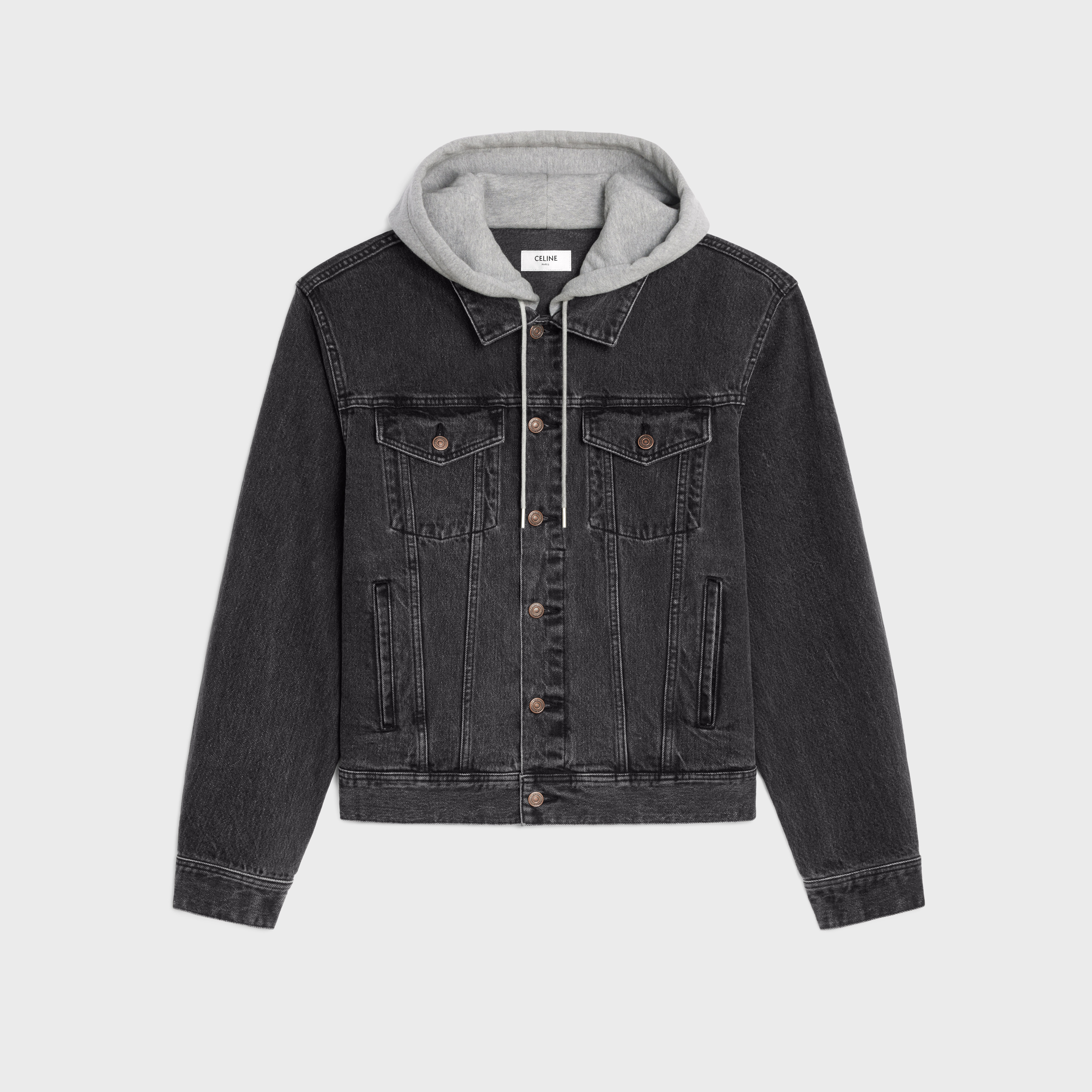 trucker jacket in charcoal wash denim - 1