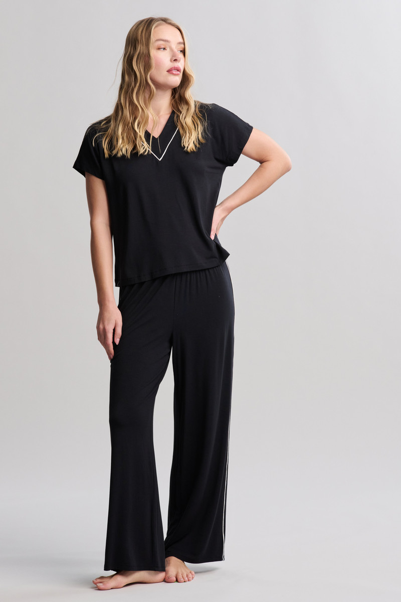 Luxe Milk Jersey® Piped Short Sleeve Pant Set 1