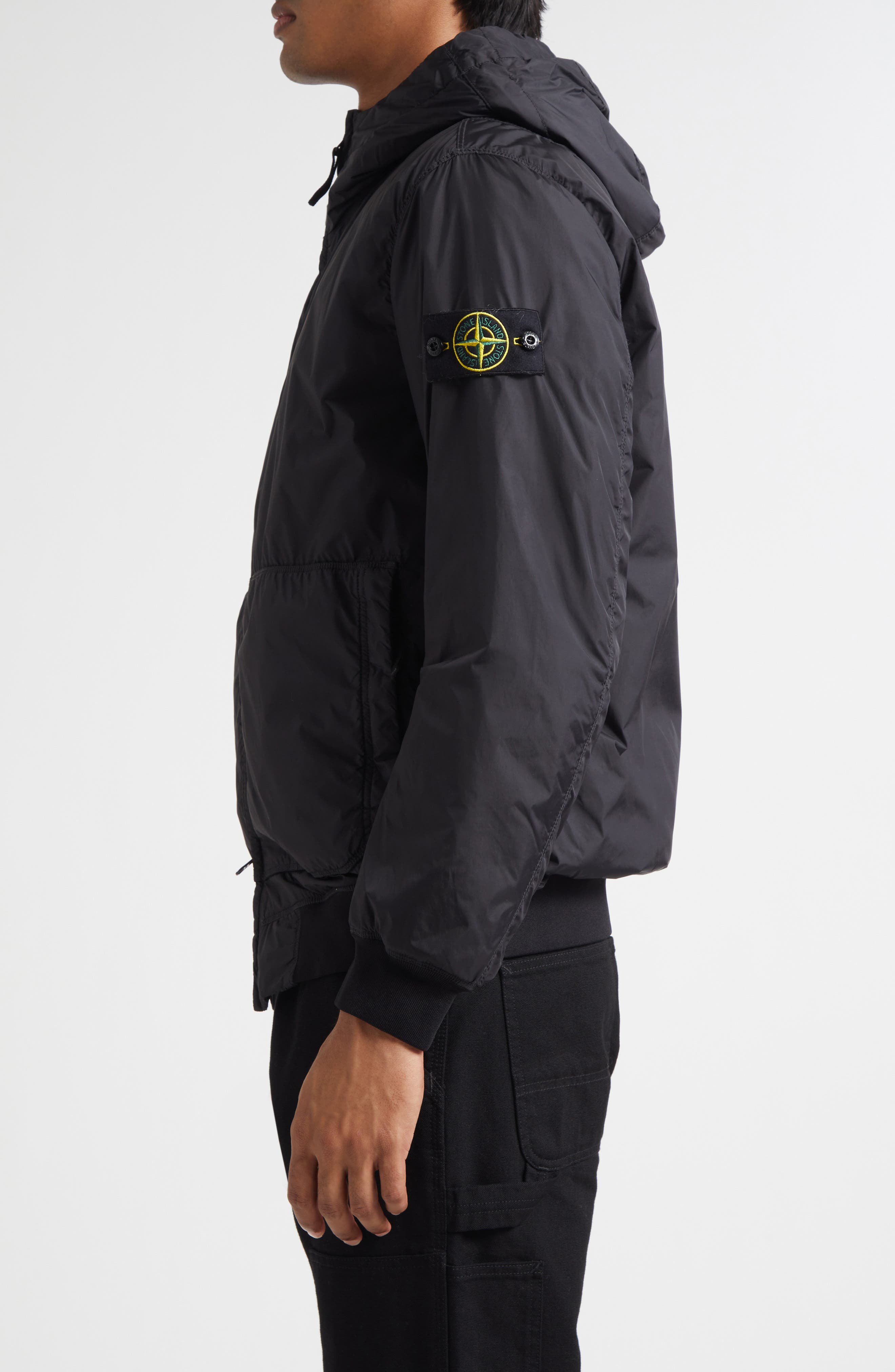 Stone Island Hooded Bomber Jacket in V0029 Black at Nordstrom - 3