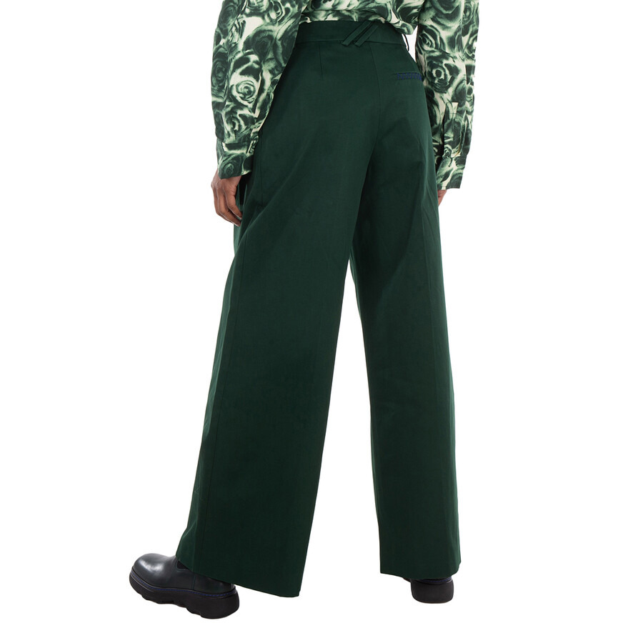 Burberry Wide Leg Pleated-Detail Cotton Trousers - 2
