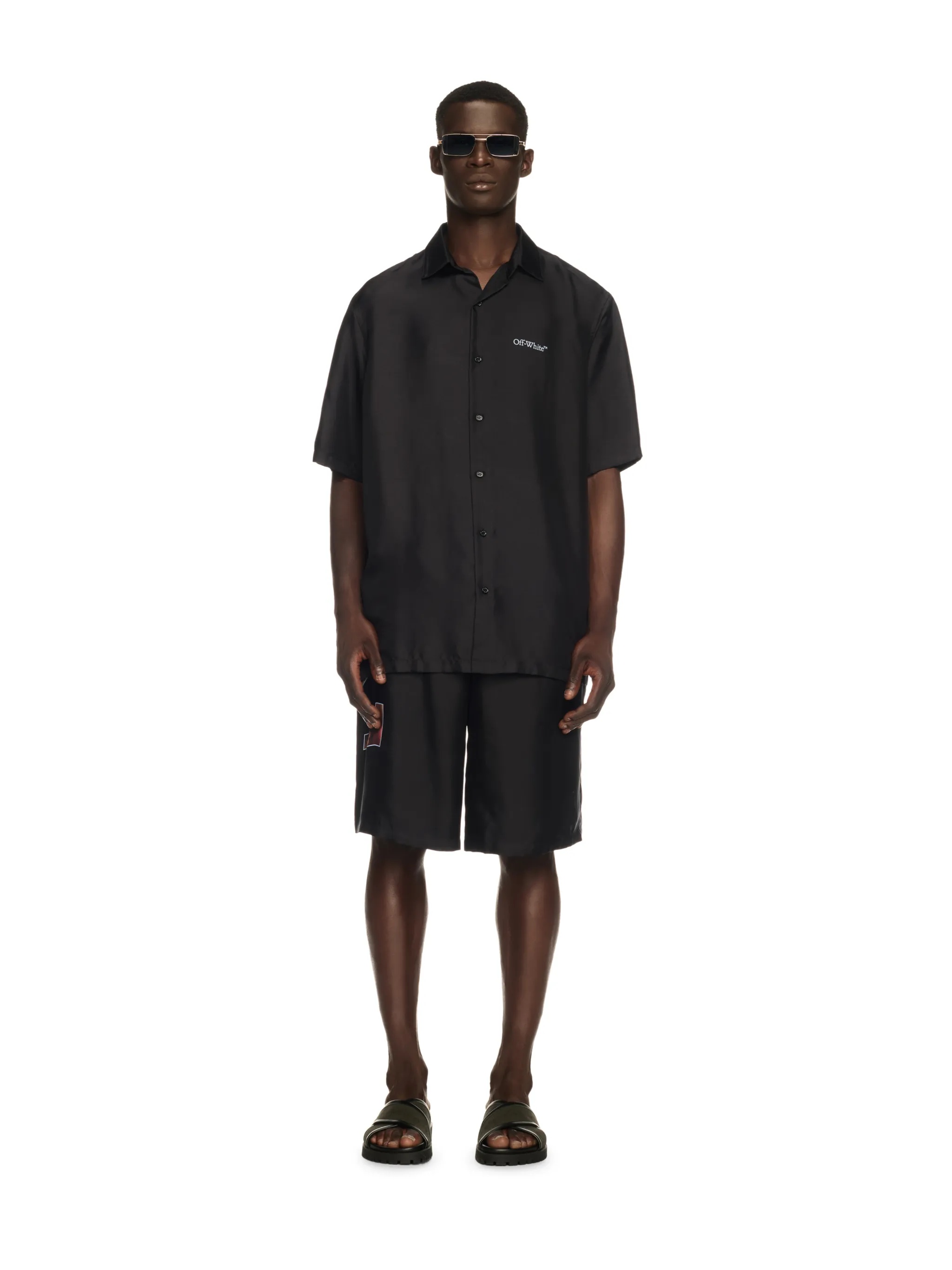 Black Barber Arrow Silk Bowling Shirt - 2