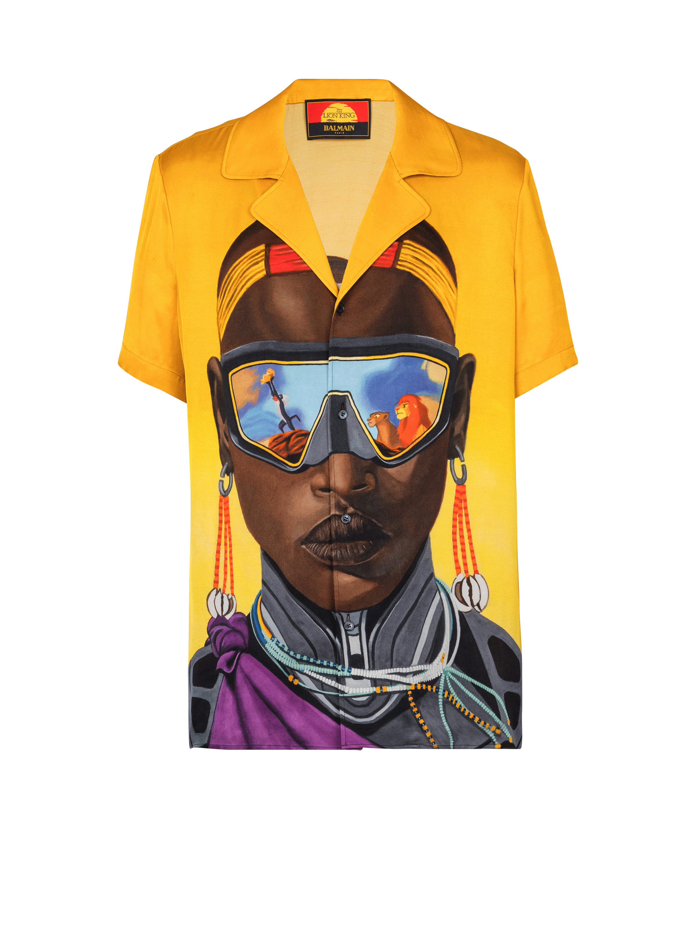 Disney x Balmain: The Lion King - Satin pyjama shirt with Nika Mtwana print - 1