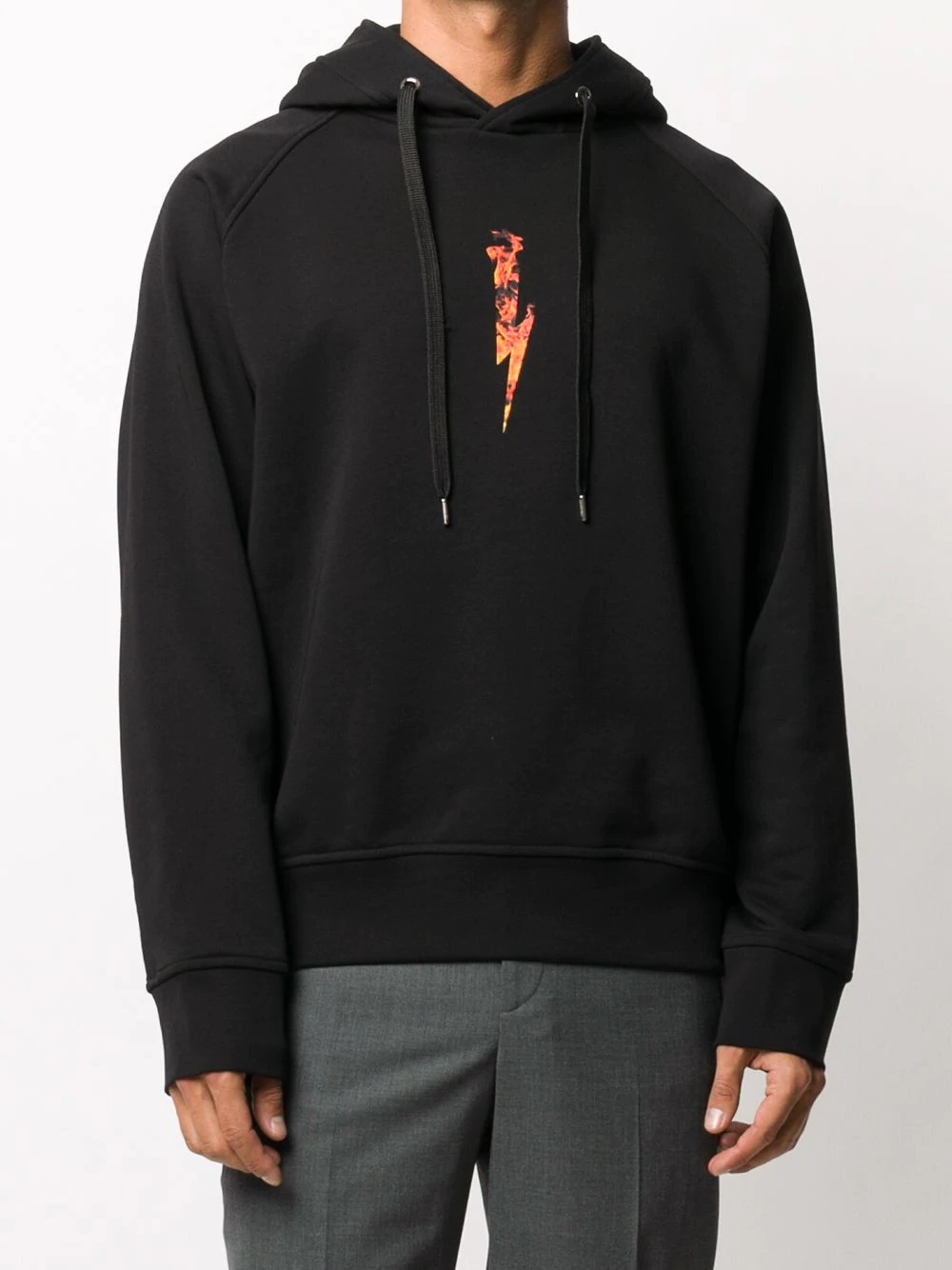 flames logo print hoodie - 3