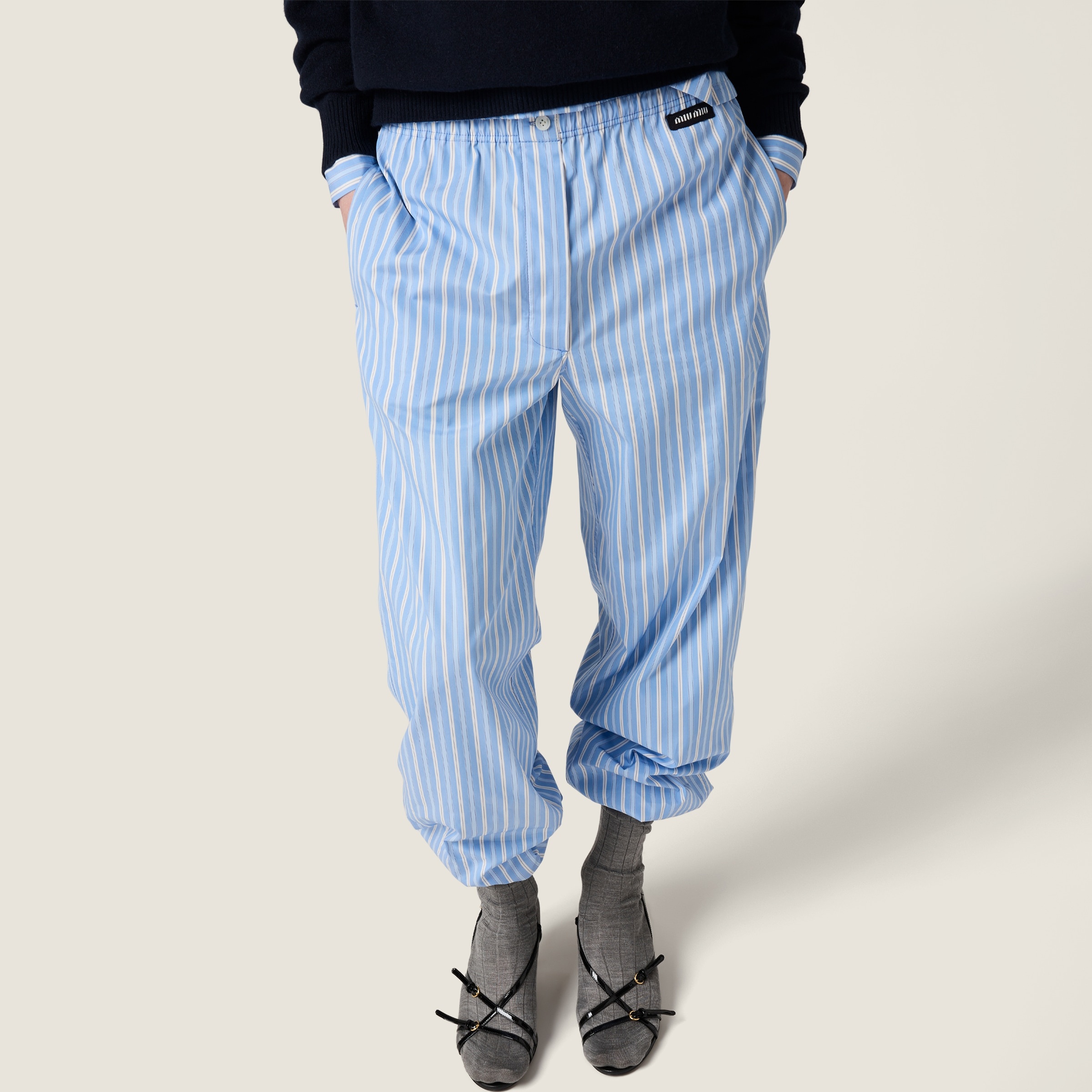 Striped poplin pajama pants - 5