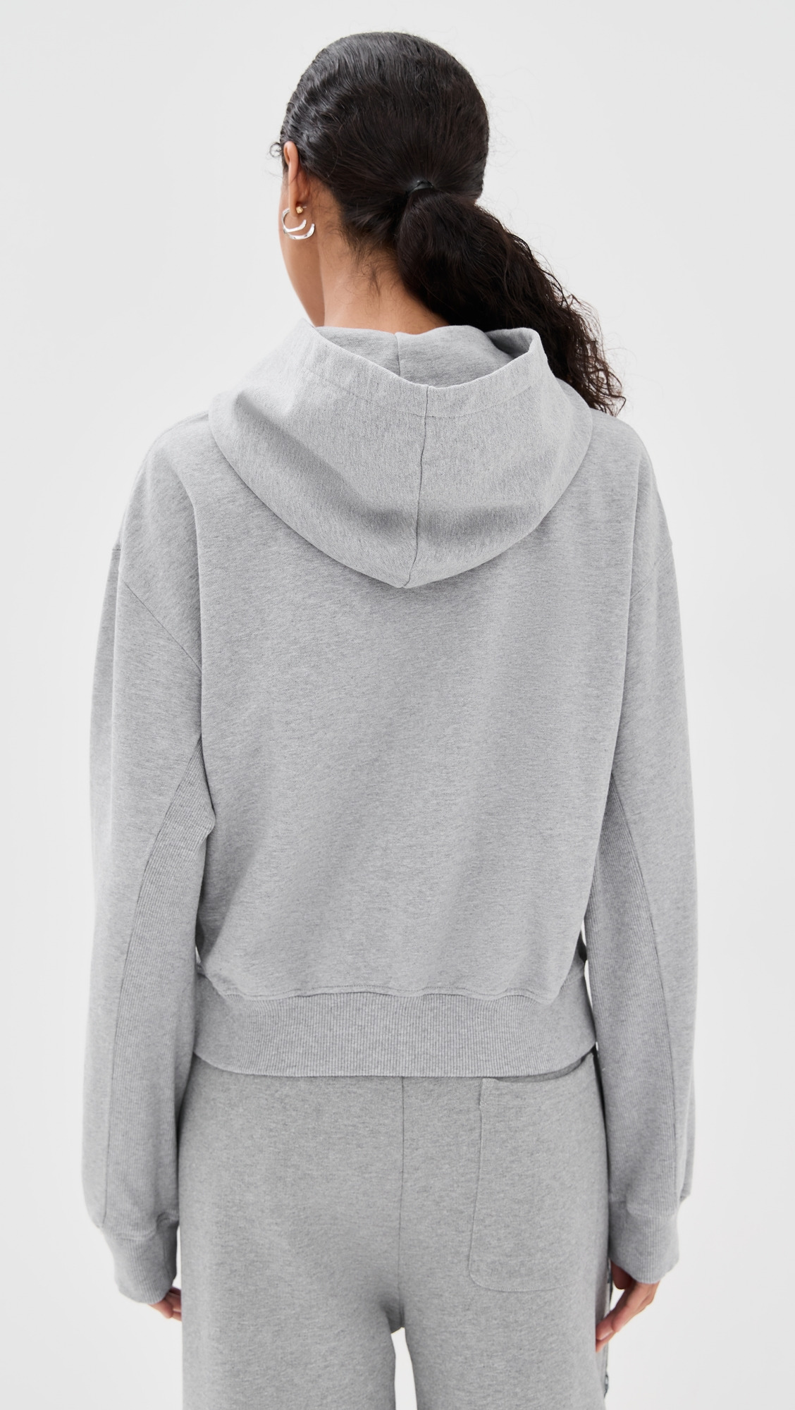 Anchor Embroidery Cropped Hoodie - 3