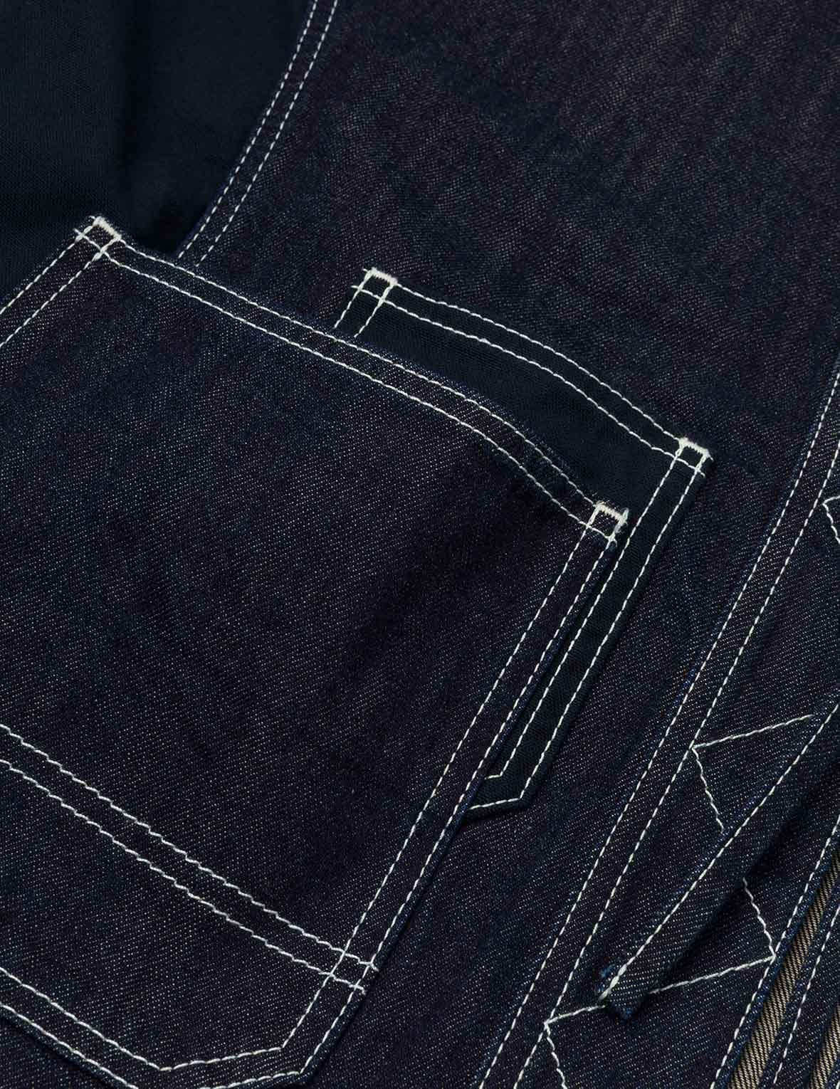 Multi-Pocket with Brocade Patch Relax Fit Denim Kimono - 13
