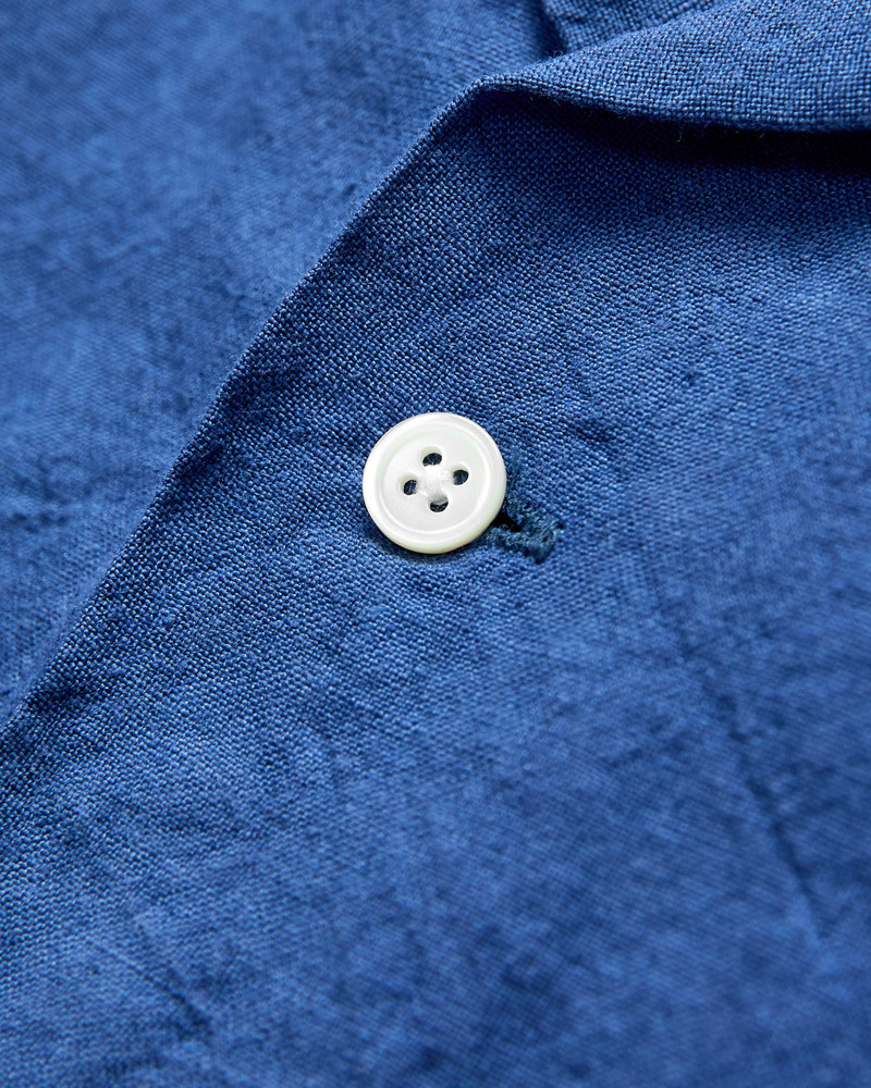 1/40 Linen Open Collar Shirt in Blue 6