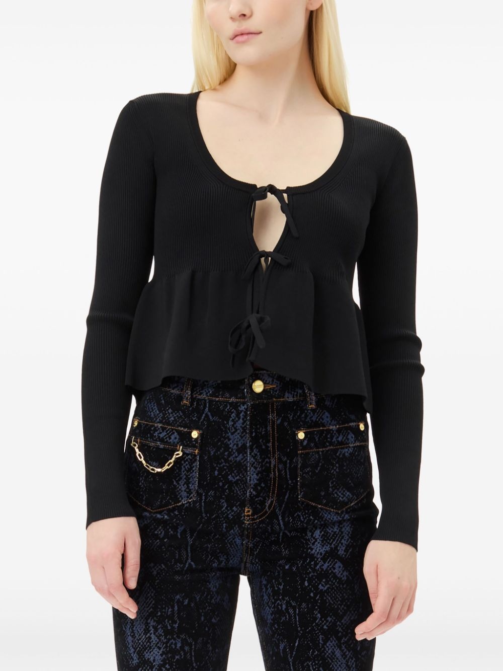 tie fastening long sleeve cardigan - 5