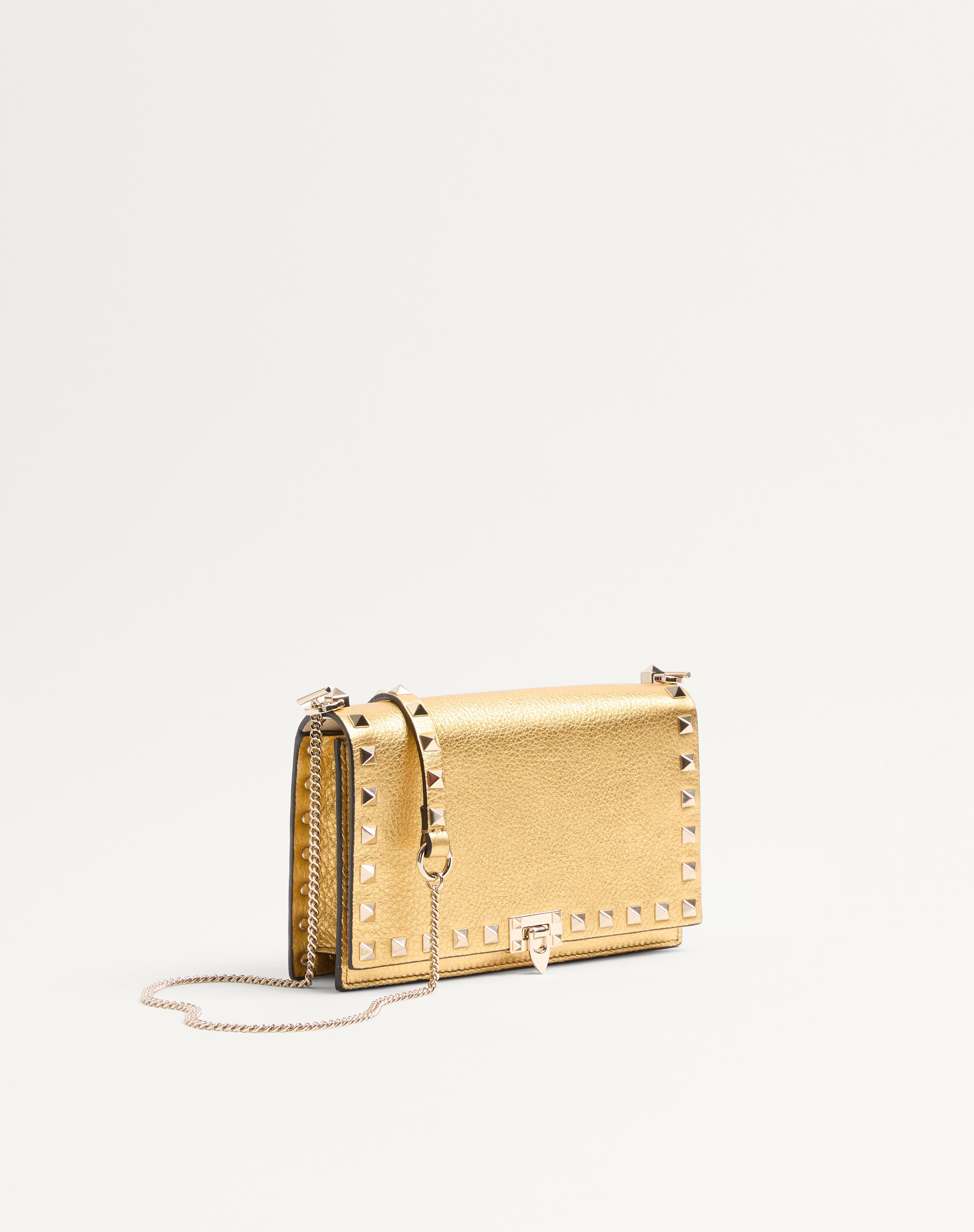 ROCKSTUD MINI CALFSKIN BAG WITH CHAIN IN LAMINATED GRAINY CALFSKIN - 3